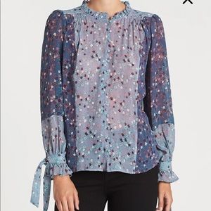 Paige DOROTHY BLOUSE in Crown Blue Floral Boho fits true to size- size XS